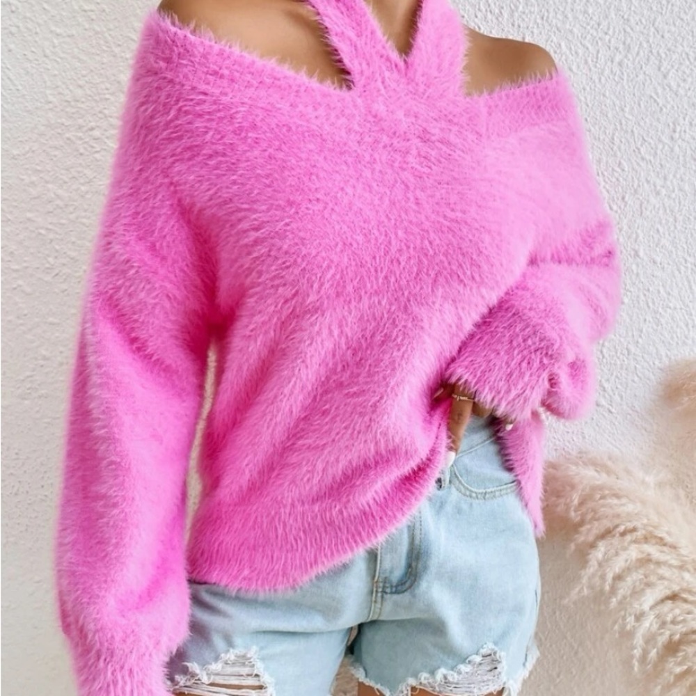 New pink fluffy sweater
